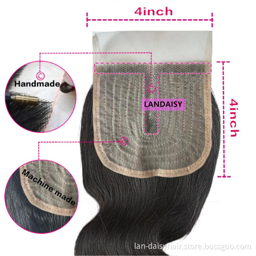 T Part by hand made 100% Human Hair Good Quality  Toupee  Wholesale Jerry Curly  4*4 half hand made Closure